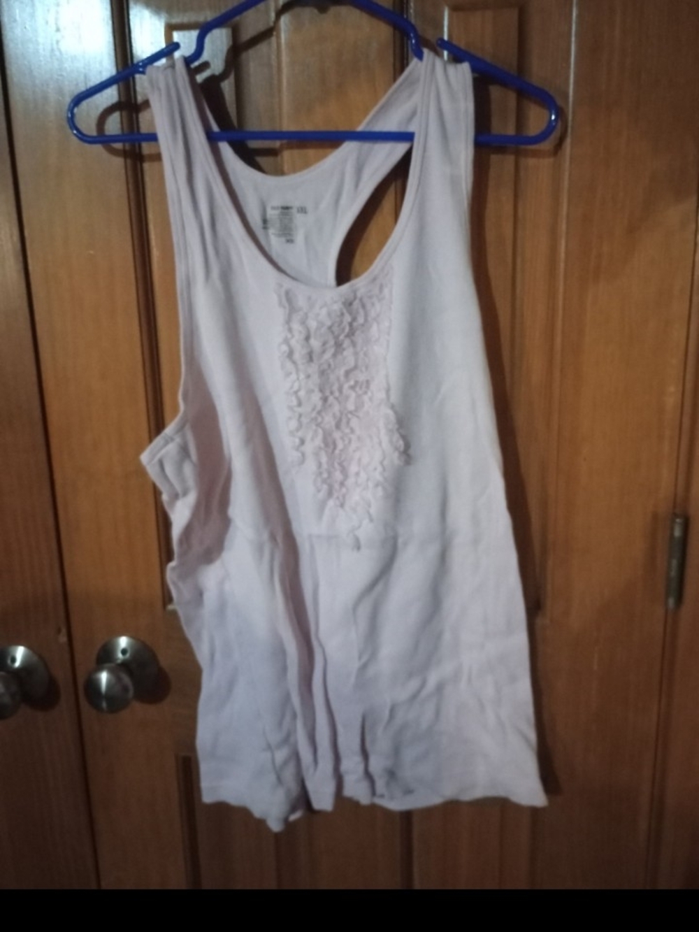 Women’s Light Pink Ruffle Front Tank Top